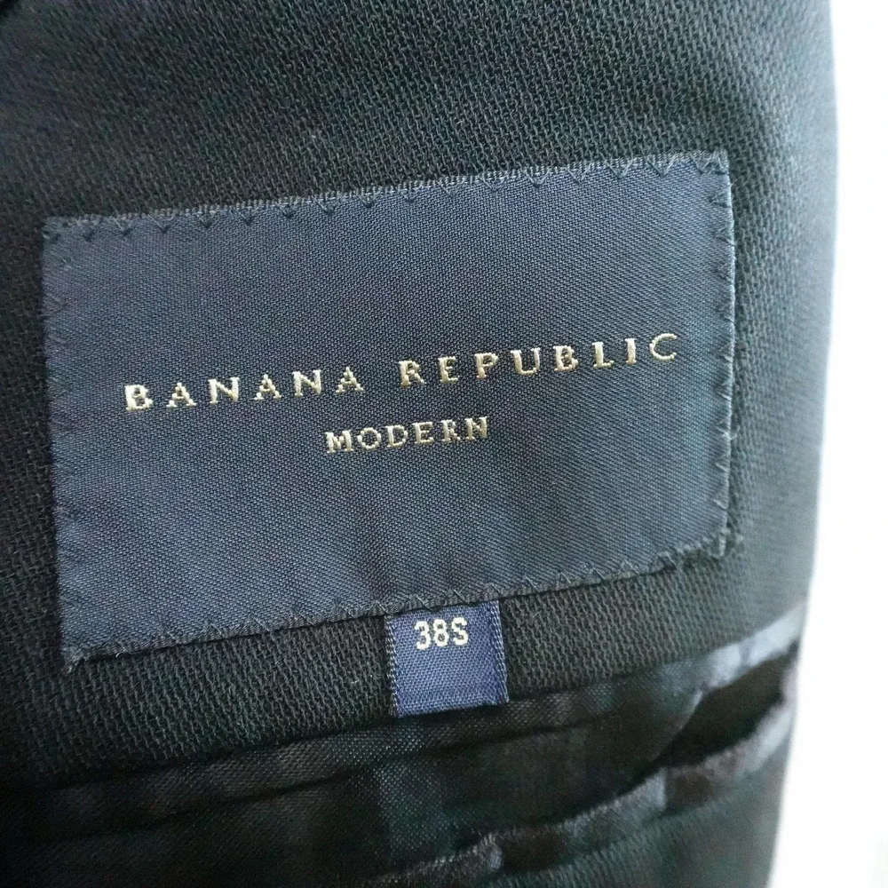 VTG Banana Republic Blazer Mens 38S Black Wool Button Sport Coat Suit Jacket Y2K